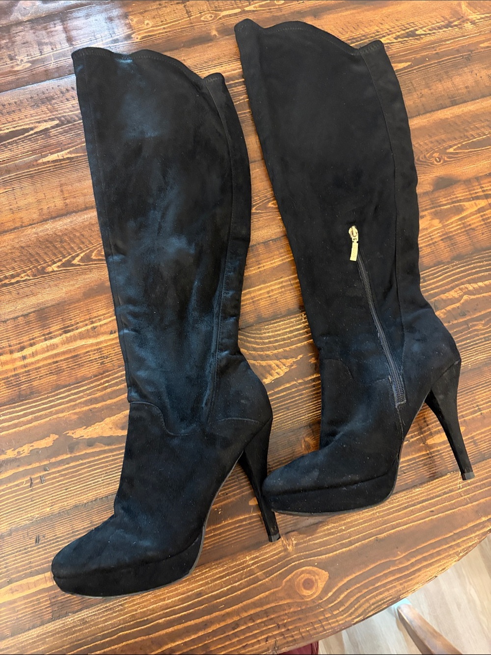 Guess Black Over-the-Knee Suede Stiletto Boots